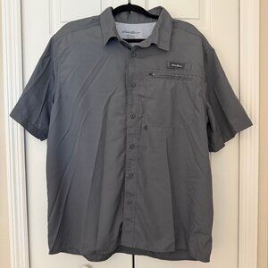 NWOT Eddie Bauer Men's XL Dark Gray Vented Short Sleeve Fishing Shirt